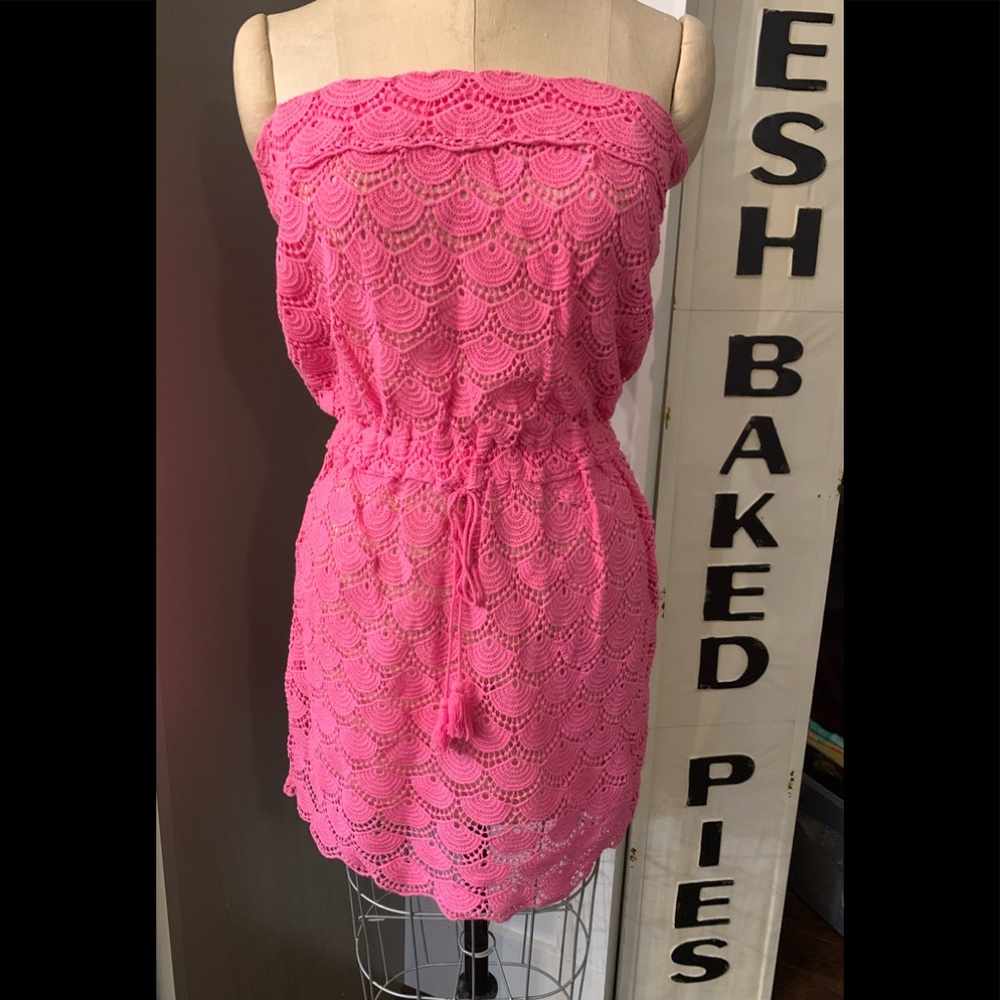 NWT Bag Lady by MudPie Pink Ella Strapless Swim Coverup